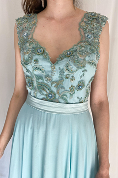 Imagem do Vestido Azul Bordado