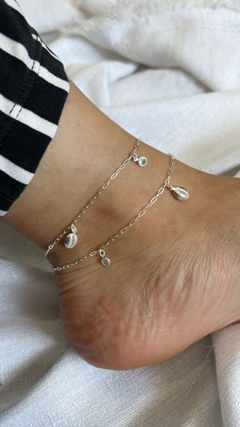 TORNOZELEIRA BUZIOS COM PONTOS AZUL - comprar online