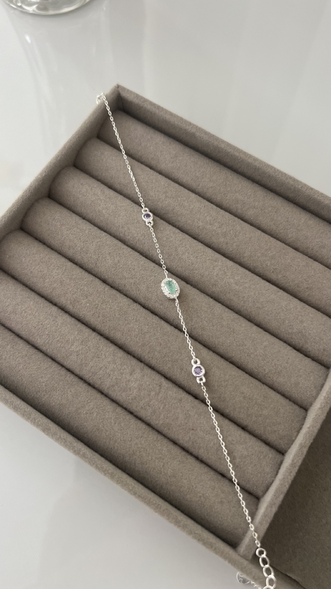 PULSEIRA COM PEDRA E ZIRCONIA ROXA - comprar online