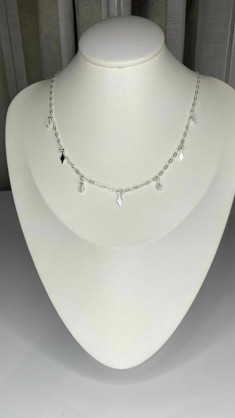 CHOKER LOSANGOS E GOTAS CRISTAL