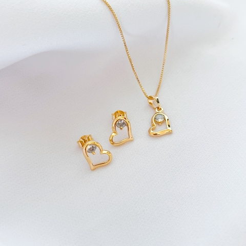 CONJUNTO CORAÇÃO ASSIMÉTRICO COM ZIRCONIA