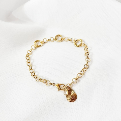PULSEIRA ELOS TRANÇADOS COM PONTO DE LUZ E GOTA DIAMANTADA