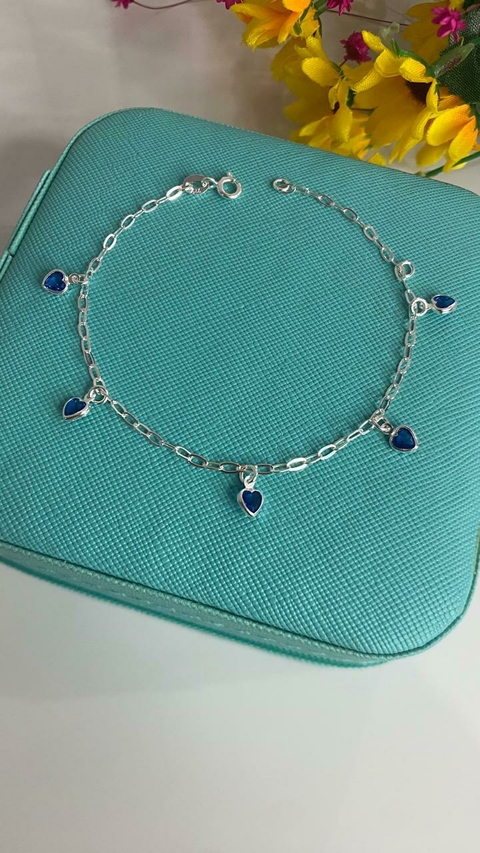 PULSEIRA CORAÇÕES ZIRCÔNIA AZUL