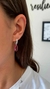 BRINCO GANCHO ZIRCONIA COM PINGENTE ROSA