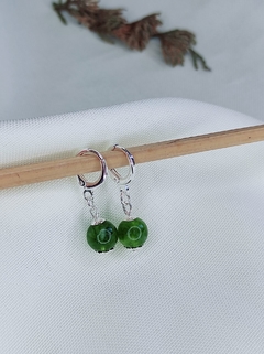 Brincos Argola Prata SemiJóias de Pedras Naturais de Jade