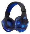 Fone Headset Gamer Com Luz Led Super Bass Hd Kp-397 Azul - comprar online