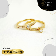 Anel Solitário Ouro 18K com Topázio Branco