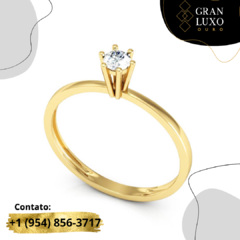 Anel Solitário Ouro 18K com zircônia 4.2