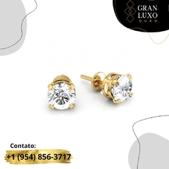 Par de Brincos Ouro 18K com pedra Zirconia P