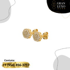 Brinco de ouro 18k Chuveirinho Sextavado