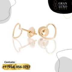 Brinco de ouro 18k Coração Vazado