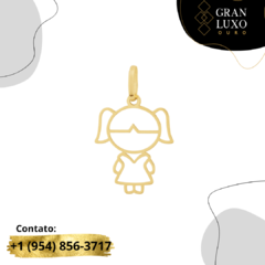 Pingente De Ouro 18k Filhos Menina Vazado