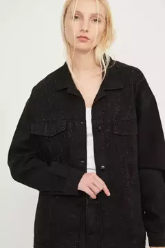 Campera Fatima Black stras Oversize - tienda online