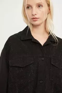 Campera Fatima Black stras Oversize - comprar online