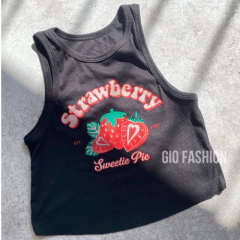 Musculosa Strawberry para Dama - Blanca con Frutillas | GIO FASHION