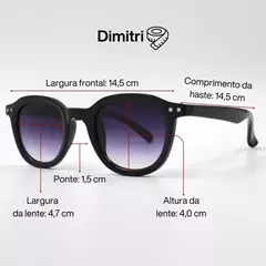 OCULOS DE SOL DIMITRI QUADRADO UNISSEX PRETO FOSCO - Chalana Plus Size