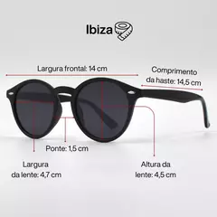 OCULOS DE SOL IBIZA REDONDO CLASSICO GRAFITE na internet