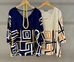 BLUSA BARRADO MANGA - Chalana Plus Size