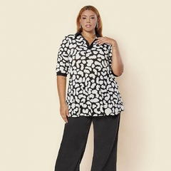BATA GOLA POLO MALHA EMMA PRINT - Chalana Plus Size
