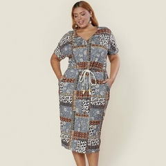 VESTIDO MIDI MALHA VISCOLYCRA ANIMAL PRINT
