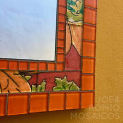 Espelho em Mosaicos - Florais (laranja) na internet