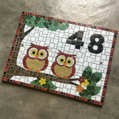 Número de Casa em Mosaicos - Casal Coruja - Original J&r