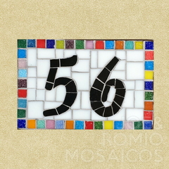 Número de casa em mosaico - Borda colorida (mini)
