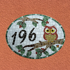 Número de casa em mosaicos - Coruja - A original