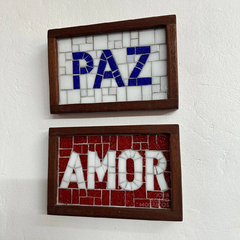 Dupla placas "Paz e Amor" com mosaicos - comprar online