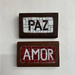 Dupla placas "Paz e Amor" com mosaicos (Petit)