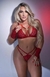Conjunto de lingerie coração c/luvas vermelho - La belle