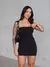 Conjunto blusa assimétrica + saia Preto