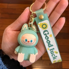 Llavero de Goma de Labubu -Verde Agua Sentada Tira Good Luck - comprar online