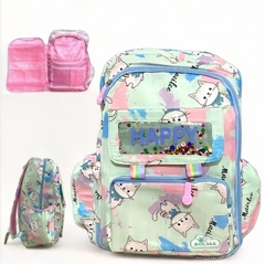 [7] Mochila Adulto de 3 CIERRE Gato Multicolor - tienda online