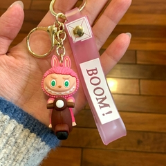 Llavero de Goma de Labubu - Rosa Con Moto Marron - comprar online