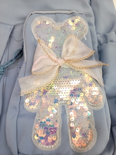 Mochila con Oso de Lentejuela - Celeste - Shop Limite Zero