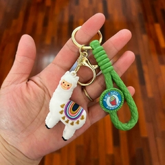 Llavero de Goma de Llama - Blanco