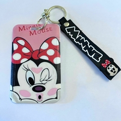 -*Portasube con Tira de Minnie Mouse - Fondo Rosa