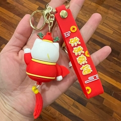 Llavero de Goma de Gato de la Suerte - Rojo con Abanico - comprar online