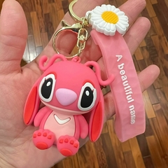 Llavero de Goma de Stitch Rosa - Margarita Nariz Rosa