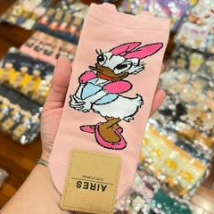 Medias Soquetes de Mickey Mouse - Daisy Manos Juntas Fondo Rosa