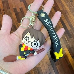 Llavero de Goma de Harry Potter - Harry Negro con Escoba