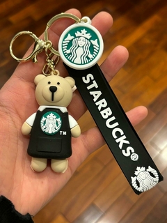 Llavero de Goma de Starbucks - Oso con Uniforme Negro