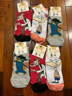 Medias Soquete para Adulto - Phineas y Ferb - 3 Pares al Azar