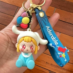 Llaveros de Goma de QoQo Mini - Celeste y Blanco