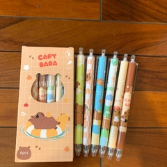 [Set De 6 Lapiceras] Capibara -Tinta Azul Retráctil Calidad Premium - comprar online