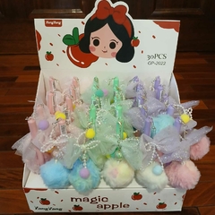 [L2] Set de 3 Lapicera con Pompom y Moño Tinta Azul AL AZAR - comprar online