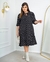 VESTIDO HELOISA 3/4 - VISCOLINHO FORRADA - POÁ PRETO - comprar online