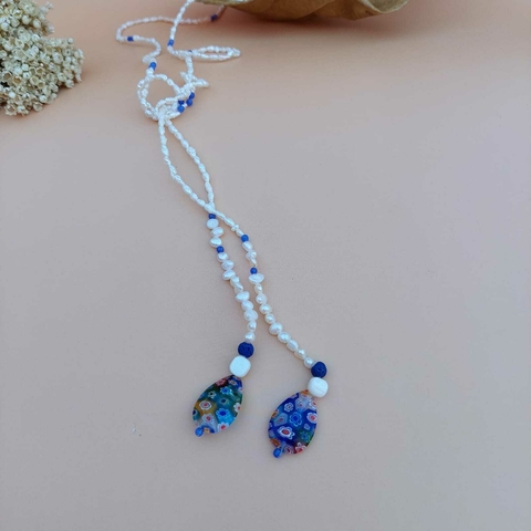 COLAR GRAVATINHA PEROLA MURANO