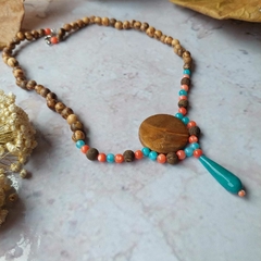 COLAR MADEIRA E CALCEDÔNIA - Primajoia